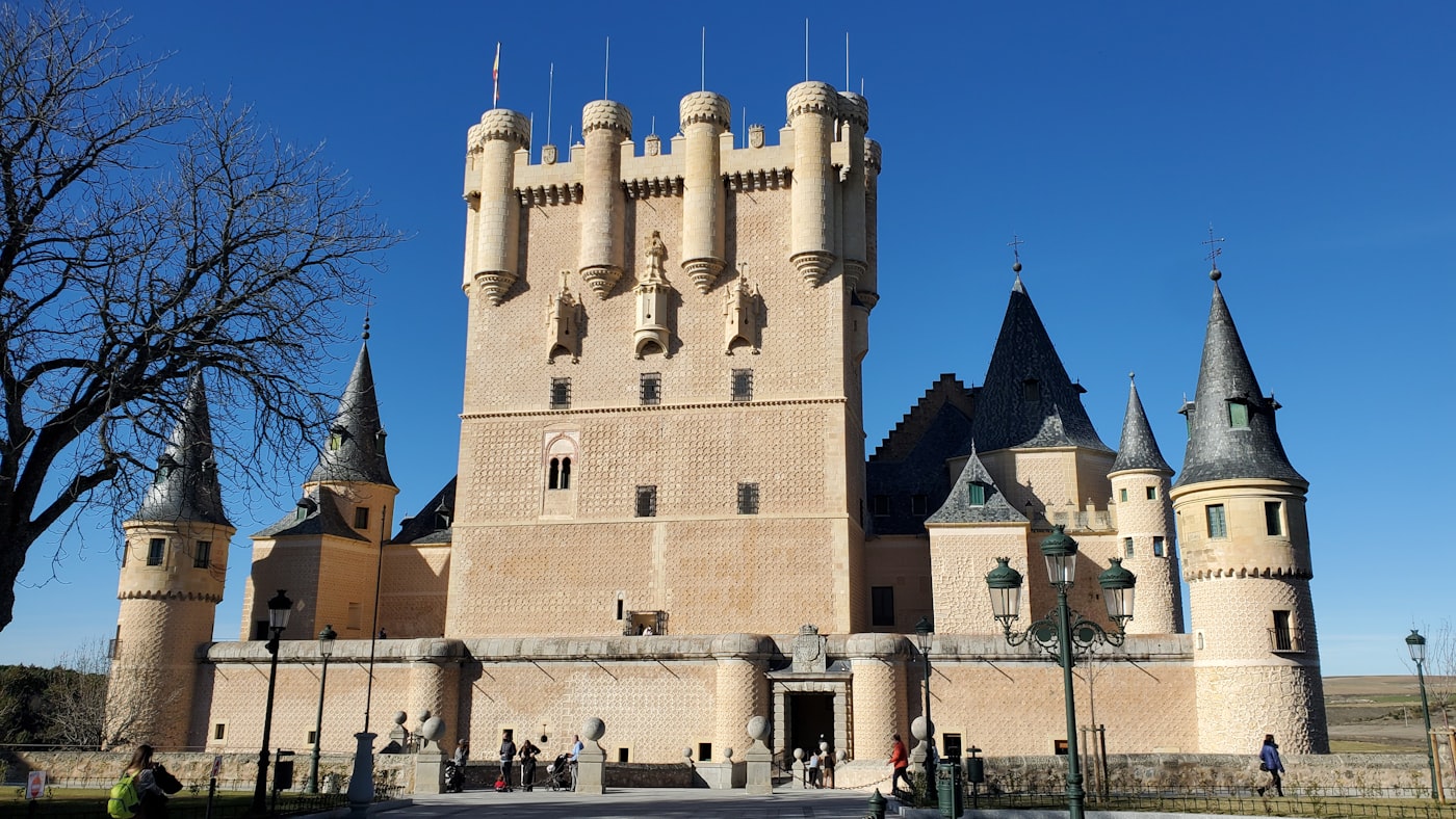 The turreted Alcazar of Segovia castle in Spain